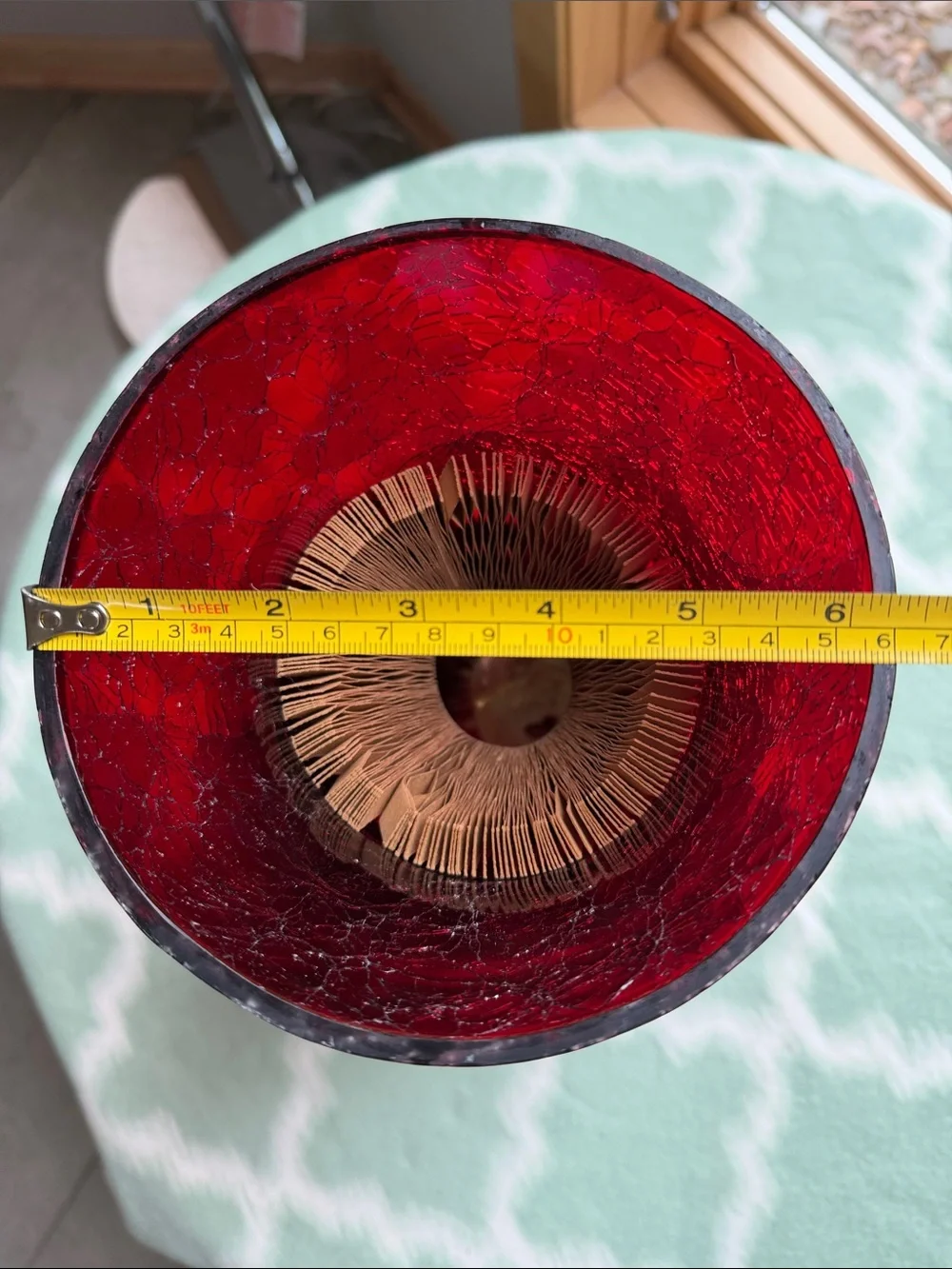 Red Crackled Glass Decorative Vase or Candle Holder - Home Accents